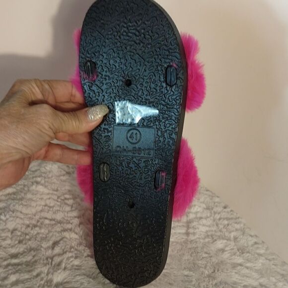 SuperJack Fuchsia Faux Fur Sandals 414 - Picture 5 of 8